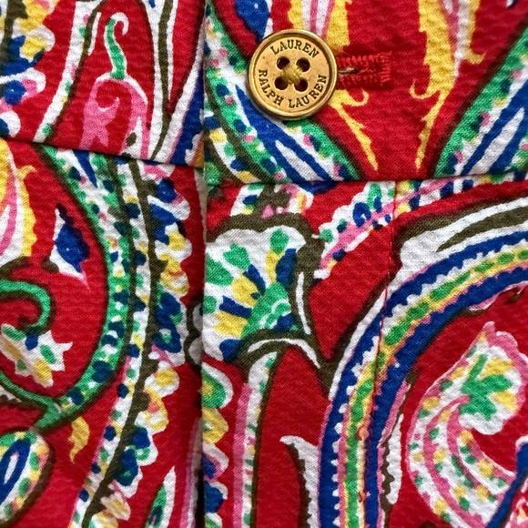Ralph Lauren Red Paisley Chino Women's Shorts Size 8 - Picture 8 of 15